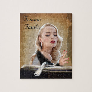 Retro Femme Fatale Diva - Rökning och vapen Pussel