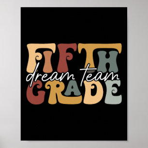 Retro Femte Klass Dröm Lag Groovy Lärare Bak T Poster