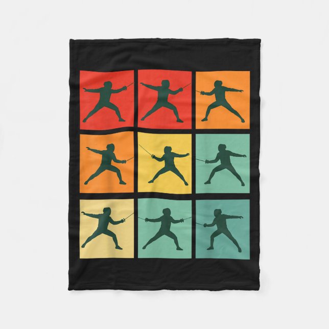 Retro Fencing For Christmas Srty Fencer Athlete  Fleecefilt (Framsidan)