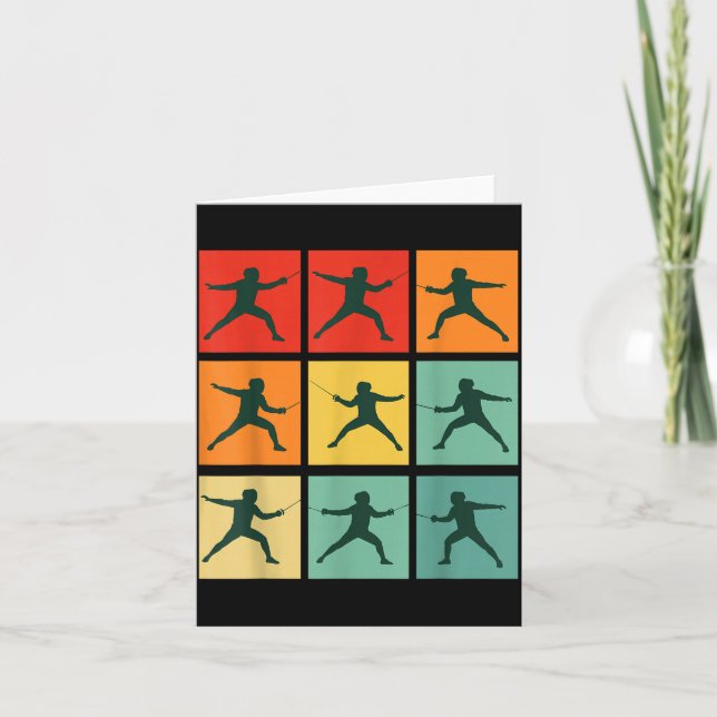 Retro Fencing For Christmas Srty Fencer Athlete  Kort (Framsida)