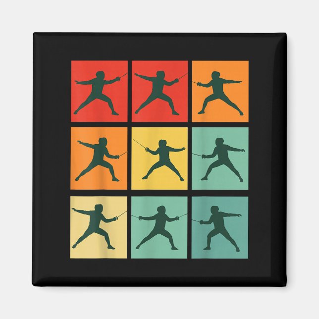 Retro Fencing For Christmas Srty Fencer Athlete  Magnet (Framsidan)