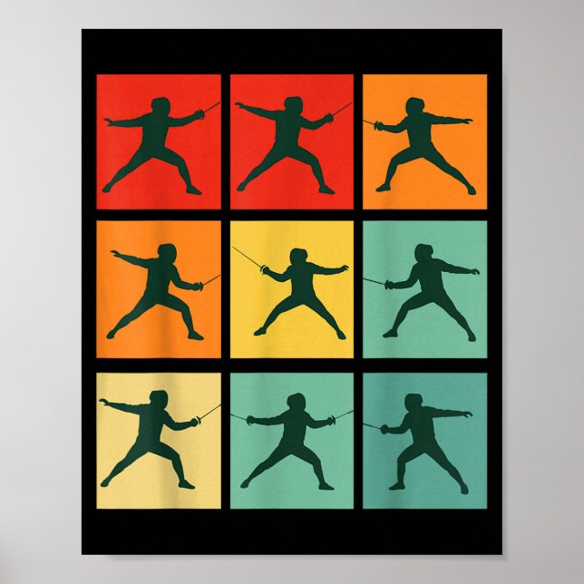 Retro Fencing For Christmas Srty Fencer Athlete  Poster (Framsidan)