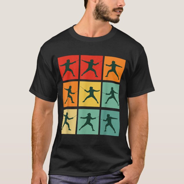 Retro Fencing For Christmas Srty Fencer Athlete  T Shirt (Framsida)