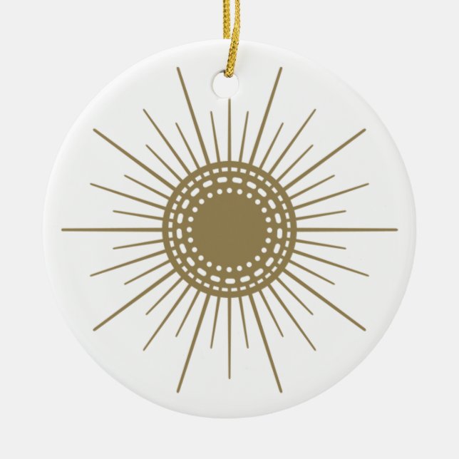 Retro Fennel Sunburst Ceramic Circle Ornament (Framsidan)