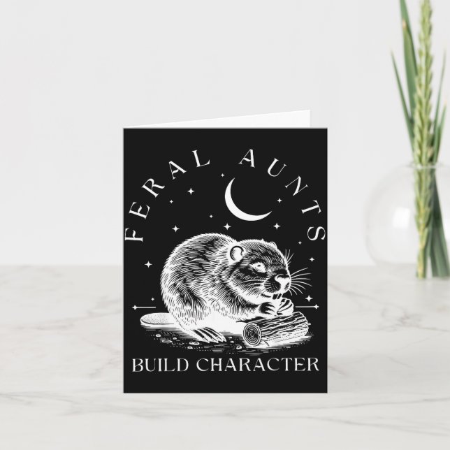 Retro Feral Aunts Build Character Funny New Aunt C Kort (Framsida)