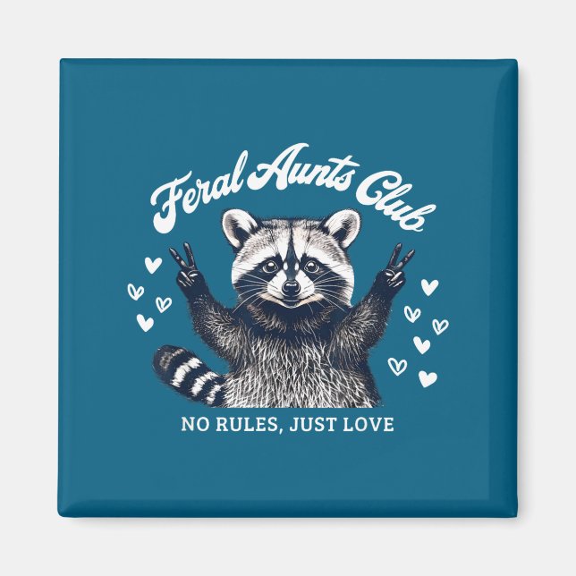 Retro Feral Aunts Club Raccoon Auntie Pregnancy An Magnet (Framsidan)