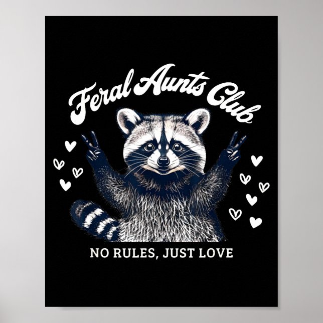 Retro Feral Aunts Club Raccoon Auntie Pregnancy An Poster (Framsidan)