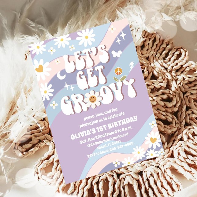 Retro-festen 1-års födelsedagsinbjudan inbjudningar (Skapare uppladdad)