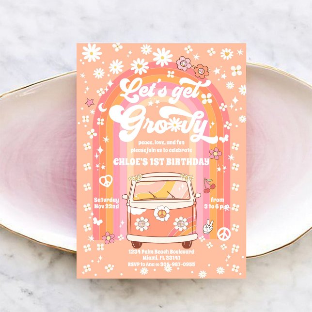 Retro-festen 1-års födelsedagsinbjudan inbjudningar (Skapare uppladdad)