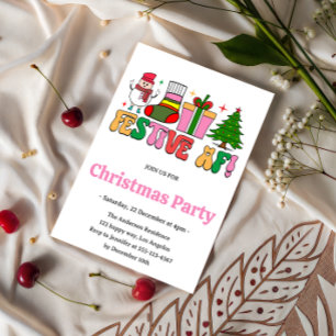 Retro Festive AF Den fina julen Party Inbjudningar