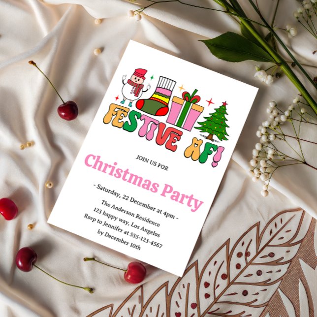 Retro Festive AF Den fina julen Party Inbjudningar (Skapare uppladdad)