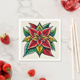 Retro Festive Blommigt Pop Art Poinsettia Decoupag Pappersservett