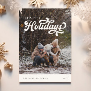 Retro Festive Glad helg Photo-julkort Julkort