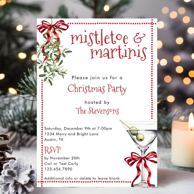 Retro Festive Misteltoe & Martinis Julfest Inbjudningar (Skapare uppladdad)