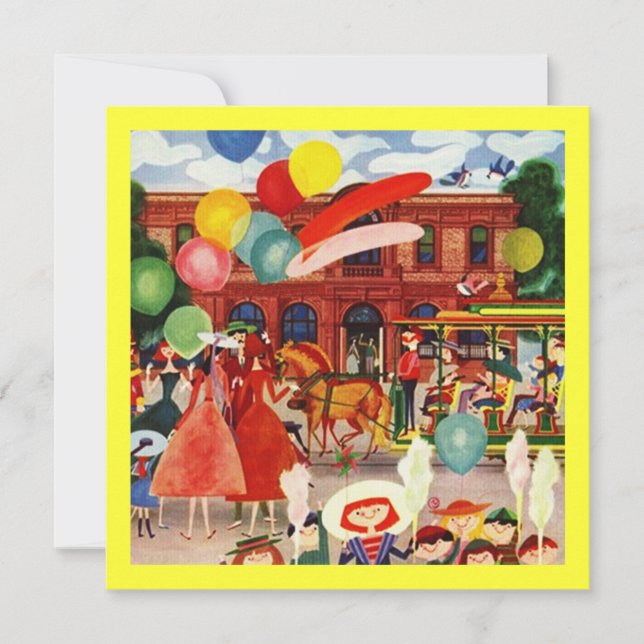 Retro Festive Party i optiska inbjudningar utomhus (Framsida)