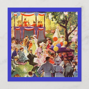 Retro Festive Party i parken Picnic-inbjudan Inbjudningar