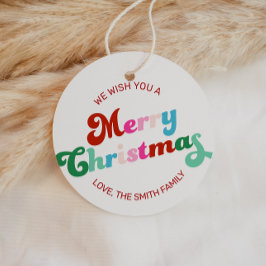 Retro Festive Rainbow rosa julcirkel Gift Gåvor Etiketter
