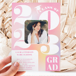 Retro fet 2023 holografi 5 foton studenten inbjudningar