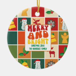 Retro Fet Colorful Family Namn jul Julgransprydnad Keramik