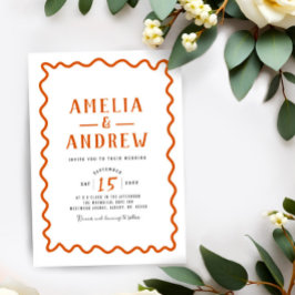 Retro Fet Orange - enkel bröllopsinbjudan Inbjudningar