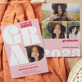 Retro fet, överdimensionerat Grad 4-foto 2023 stud Inbjudningar