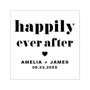 Retro Fet Typografi lyckligtvis allt efter Bröllop Stämpel