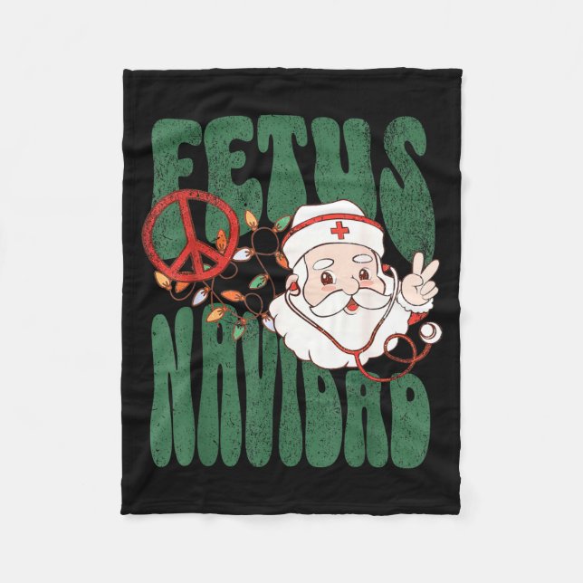 Retro Fetus Navidad Santa Claus Christmas Obgyn Nu Fleecefilt (Framsidan)