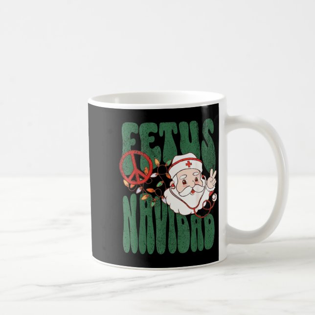 Retro Fetus Navidad Santa Claus Christmas Obgyn Nu Kaffemugg (Höger)