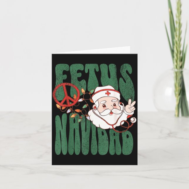Retro Fetus Navidad Santa Claus Christmas Obgyn Nu Kort (Framsida)