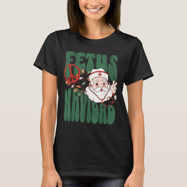 Retro Fetus Navidad Santa Claus Christmas Obgyn Nu T Shirt (Framsida)
