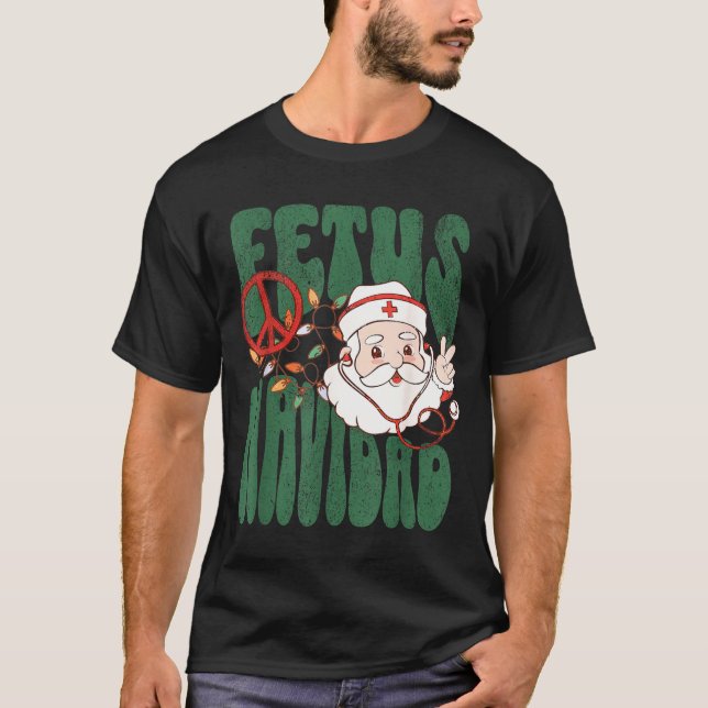 Retro Fetus Navidad Santa Claus Christmas Obgyn Nu T Shirt (Framsida)