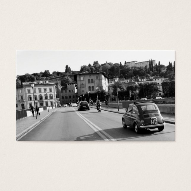 Retro Fiat 500 i Florens Visitkort (Framsidan)