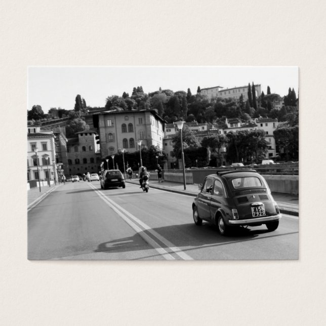 Retro Fiat 500 i Florens Visitkort (Framsidan)