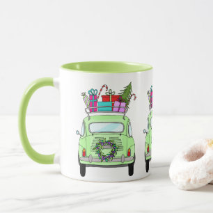 Retro Fiat 500 med julklappar Mugg