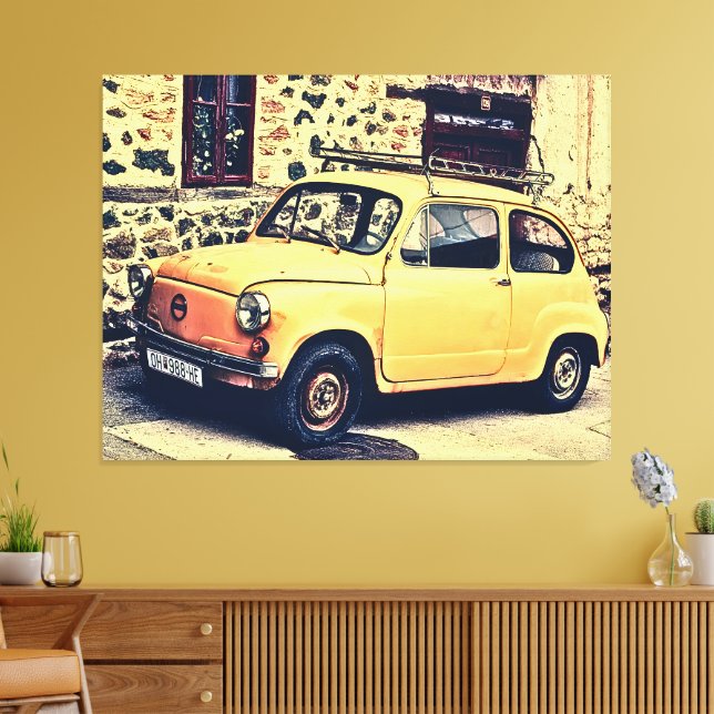 Retro fiat 600 gatuscen canvastryck (Insitu (Vardagsrum))