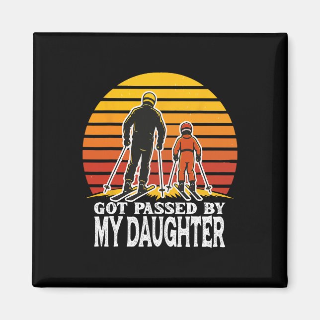 Retro Fick Sparken Av Min Dotter Rolig Skid Design Magnet (Framsidan)