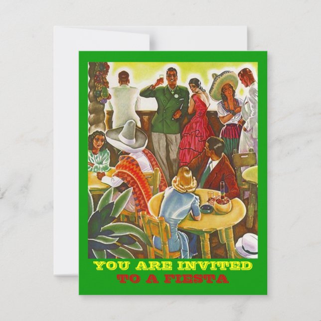 Retro FIESTA-inbjudan COLORFUL PARTY STARTER Inbjudningar (Framsida)