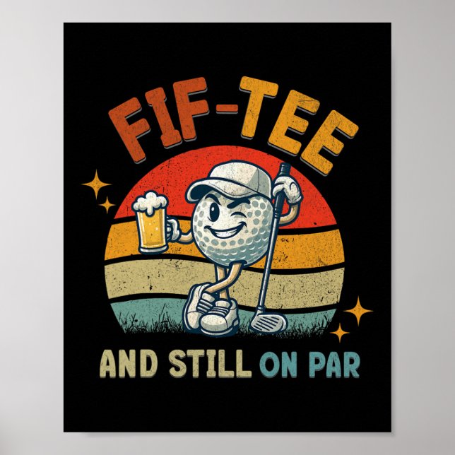 Retro Fif Tee Golf Birthday Party 50th Birthday Go Poster (Framsidan)