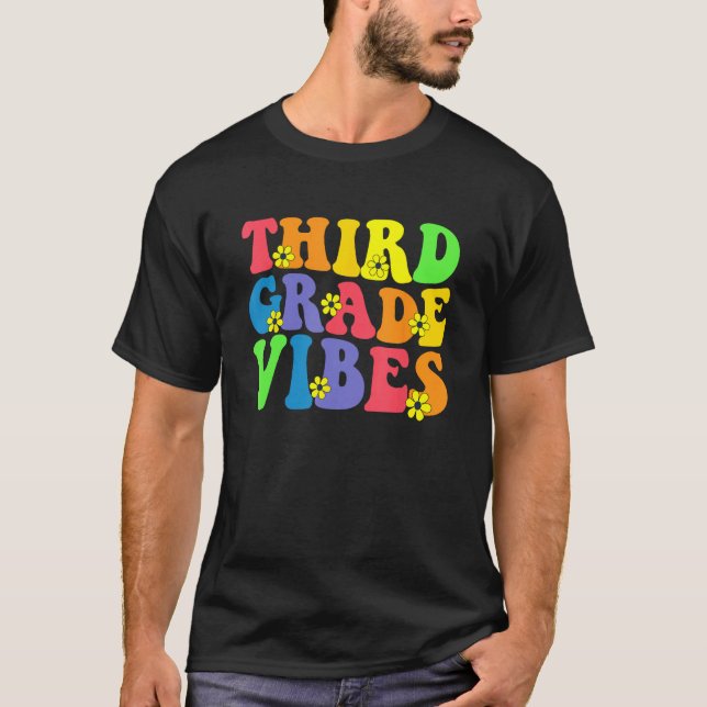 Retro Fifth 3rd grade vibes back to school teacher T Shirt (Framsida)