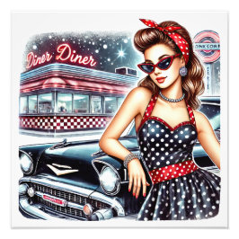 RETRO FIFTIES PIN Up Girl Fototryck