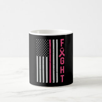 Retro Fight American Flagga Breast Cancer Awarenes Kaffemugg
