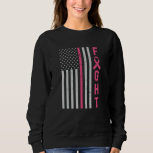 Retro Fight American Flagga Breast Cancer Awarenes T Shirt