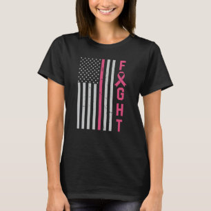 Retro Fight American Flagga Breast Cancer Awarenes T Shirt