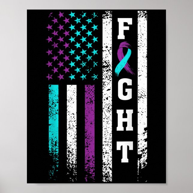Retro Fight Suicide Prevention Awareness Us Flag  Poster (Framsidan)