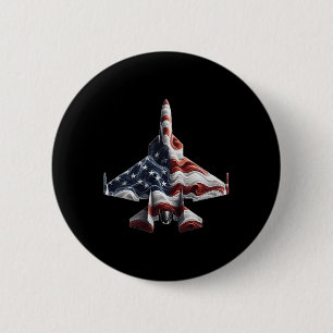 Retro Fighter Jet Airplan American Flagga eart 4:e Knapp