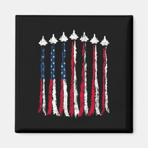 Retro Fighter Jet Airplan American Flagga eart 4:e Magnet