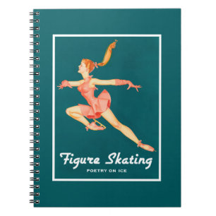 Retro Figur Skater Poetry on Ice Anteckningsbok Med Spiral