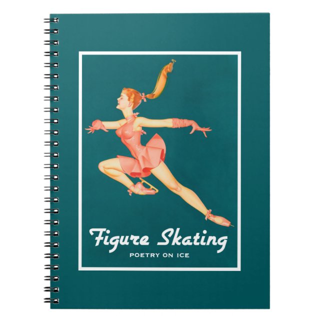 Retro Figur Skater Poetry on Ice Anteckningsbok Med Spiral (Framsidan)