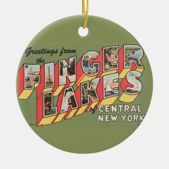 Retro Finger Lakes NY Ornament (Framsidan)