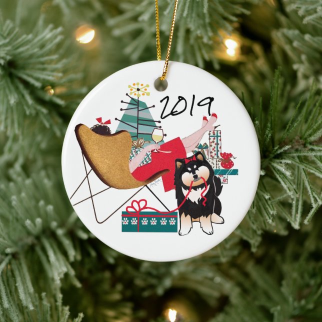 RETRO FINNISH LAPPHUND LAPPY 2019 Ornament (Träd)